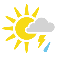A few thunderstorms possible. Lows overnight in the low 60s.
